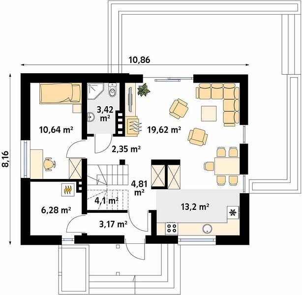 План 1 этажа дома BEF-6978-73 План 1 этажа дома BEF-6978-73