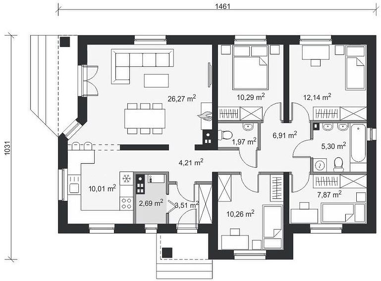 План 1 этажа дома EBD-1453-97 План 1 этажа дома EBD-1453-97