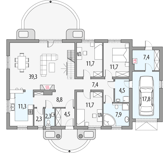План 1 этажа дома FEF-3533-92 План 1 этажа дома FEF-3533-92