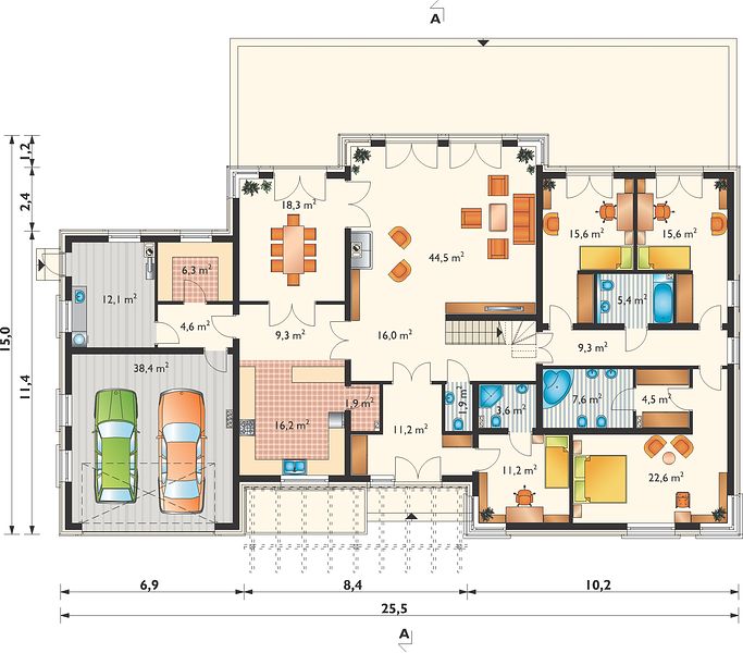 План 1 этажа дома HDB-2521-18 План 1 этажа дома HDB-2521-18