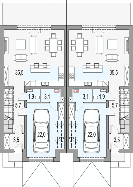 План 1 этажа дома DDF-4951-85 План 1 этажа дома DDF-4951-85