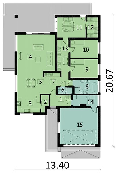 План 1 этажа дома IIH-8876-43 План 1 этажа дома IIH-8876-43