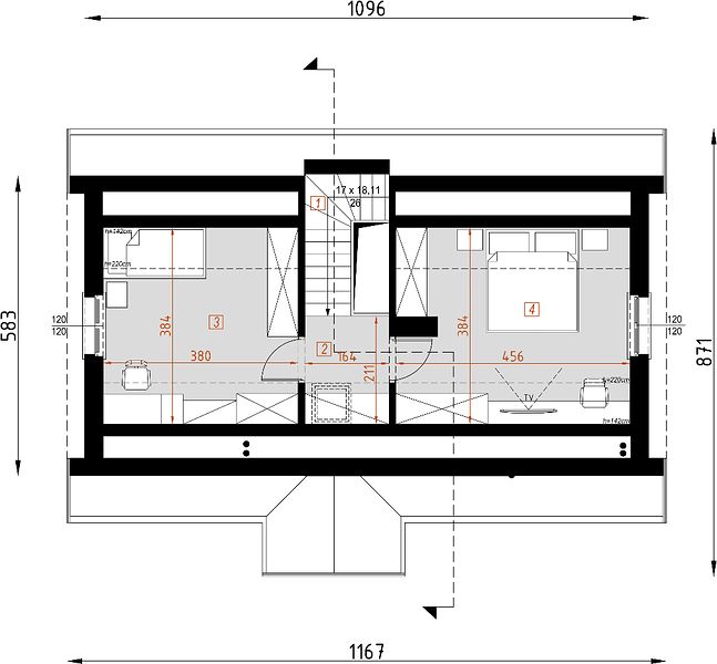 План 2 этажа дома DBB-8829-24 План 2 этажа дома DBB-8829-24